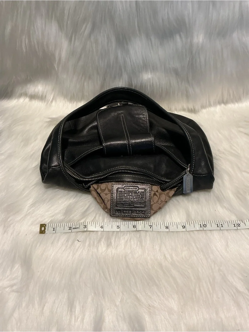 Coach Black Leather Shoulder Bag with Buckle Detail